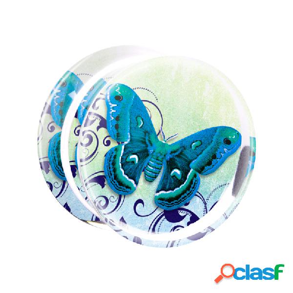 Double Flared Plug (Acrilico, trasparente) con farfalla