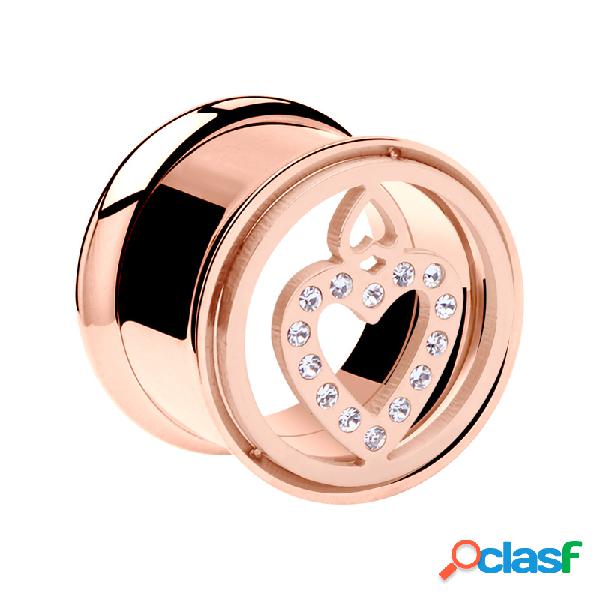 Double flared tunnel (surgical steel, rose gold) con a forma