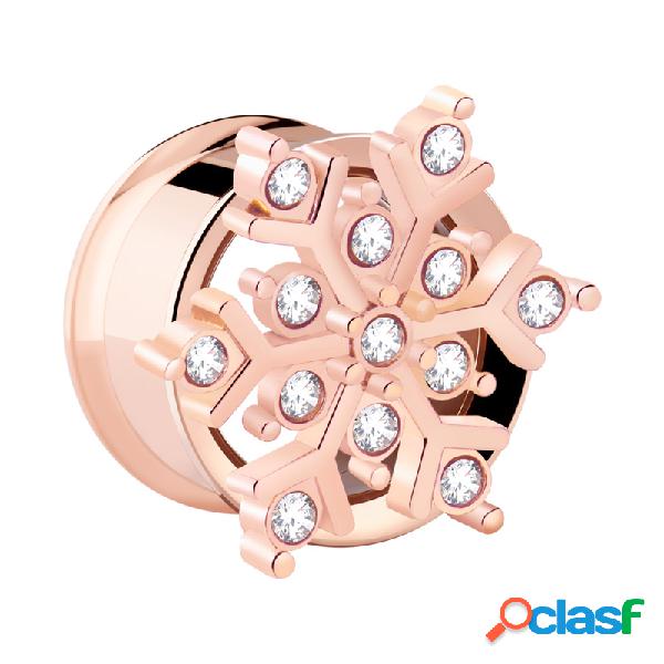 Double flared tunnel (surgical steel, rose gold) con fiocco