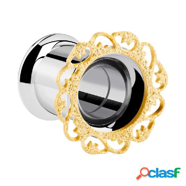 Double flared tunnel (surgical steel, silver) con golden