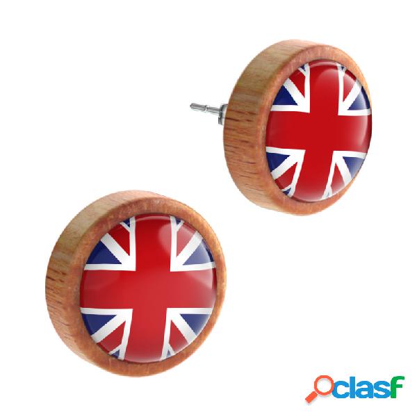 Ear studs (wood) con motif "Union Jack" Legno Orecchini