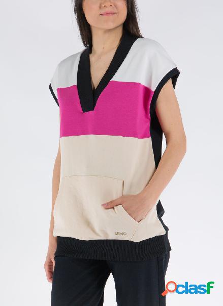 FELPA MAXI V SMANICATA COLORBLOCK