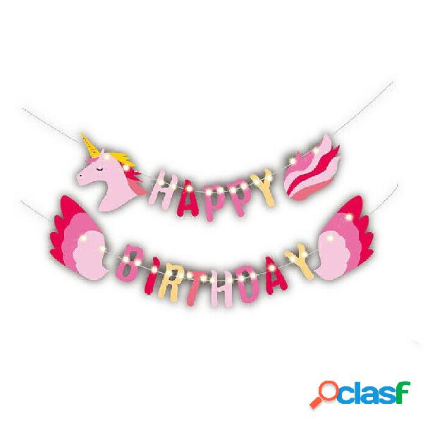 FESTONE LED BUON COMPLEANNO DECORAZIONI ADDOBBI HAPPY