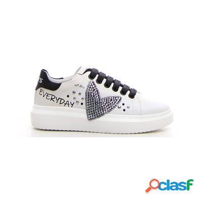 KEYS Sneaker con cuore strass - bianco