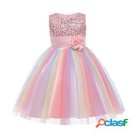 Kids Little Dress Girls Rainbow Flower Party Sequins Pleated