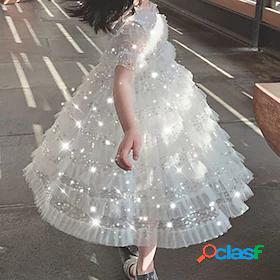 Kids Little Girls Dress Sequin Party Performance A Line