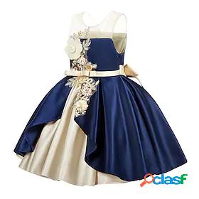 Kids Little Girls Dress Solid Colored Red Lace up Bow Purple