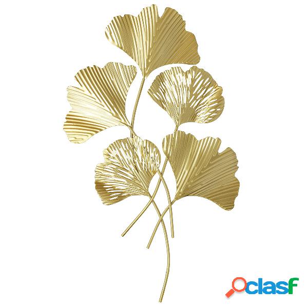 Lusso Ginkgo foglia doro metallo appeso a parete arte
