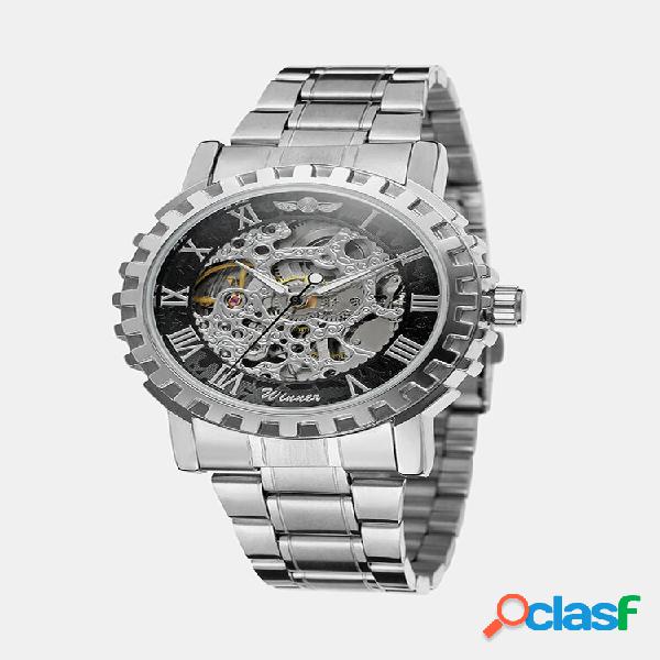 Luxury Men Watch Lega con quadrante cavo Banda Impermeabile