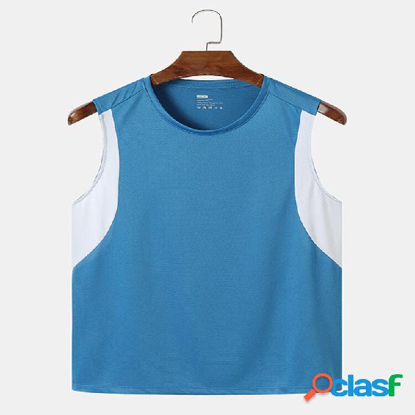 Men Colorblock Quick Dry Sleeveless Activewear Tops