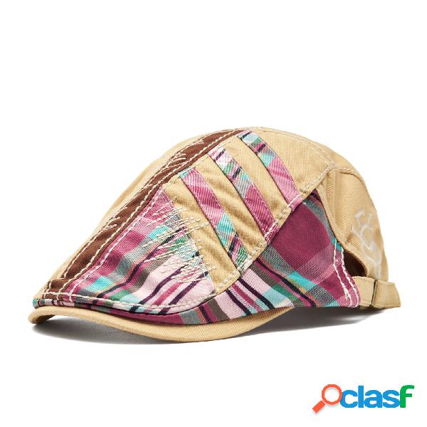 Menico Men Cotton Outdoor Spliced Plaid Panel Visor Vintage