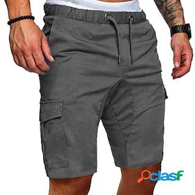 Mens Casual Shorts Elastic Waistband Drawstring with Side