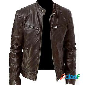 Mens Faux Leather Jacket Regular EU / US Size Coat Black