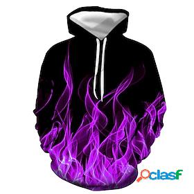 Mens Graphic Flame Pullover Hoodie Sweatshirt 3D Print Daily