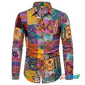 Mens Shirt Galaxy Geometric Collar Shirt Collar Party Date