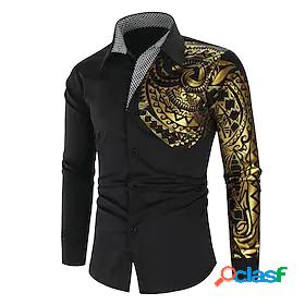 Mens Shirt Graphic Collar Normal Party Party / Evening Long