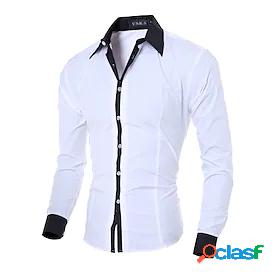 Mens Shirt Solid Colored Collar Classic Collar Daily Work