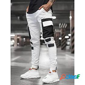 Mens Sporty Casual Drawstring Patchwork Elastic Waist Jogger