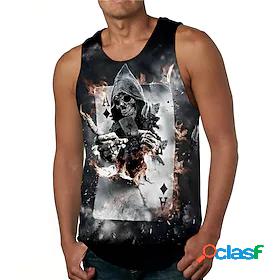 Mens Tank Top Undershirt Graphic Prints Skull 3D Print Crew