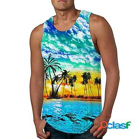 Mens Tank Top Vest Undershirt Tree 3D Print Crew Neck Daily