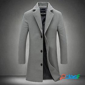 Mens Trench Coat Coat Overcoat Pocket Long Coat Black Gray