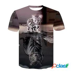Mens Unisex Tee T shirt Tee Shirt Cat 3D 3D Print Crew Neck
