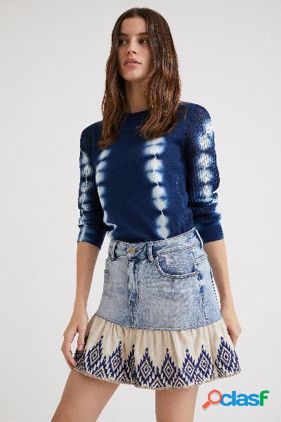 Minigonna jeans patch di balze