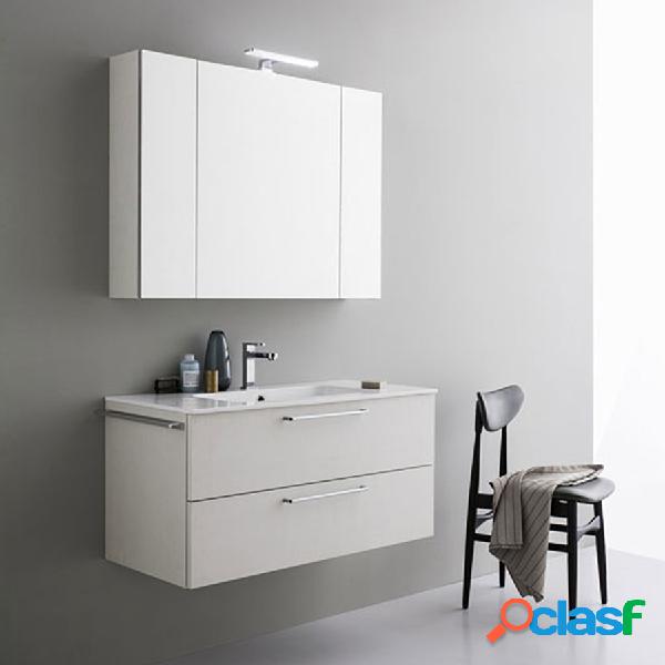 Mobile da bagno sospeso moderno da cm 100x45 con specchio