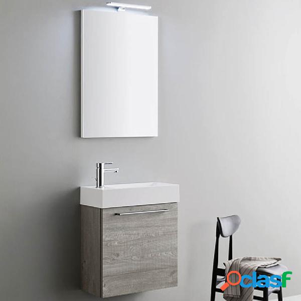 Mobile da bagno sospeso moderno da cm 50x24 con specchio a