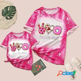 Mommy and Me Valentines T shirt Tops Causal Heart Rose