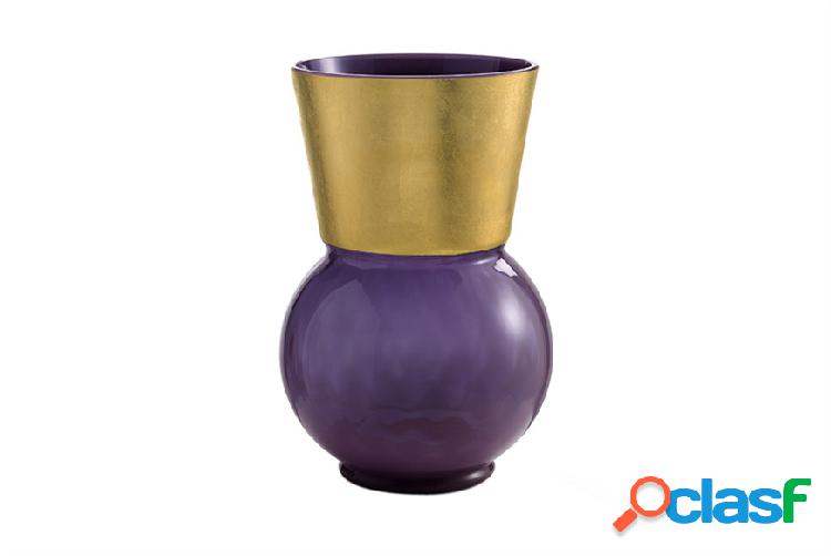Nasonmoretti Vaso Basilio vetro di Murano viola e oro medio