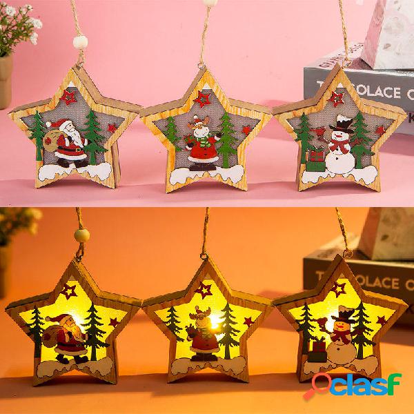 Ornamento in legno di Natale luminoso luce a led Decorazioni