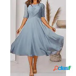 Per donna Abito linea A Vestito longuette Blu turchese Mezza