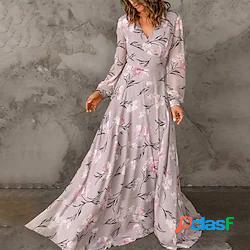 Per donna Abito linea A Vestito maxi Rosa Manica lunga