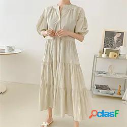 Per donna Vestito svasato Vestito longuette Nero Beige Mezza