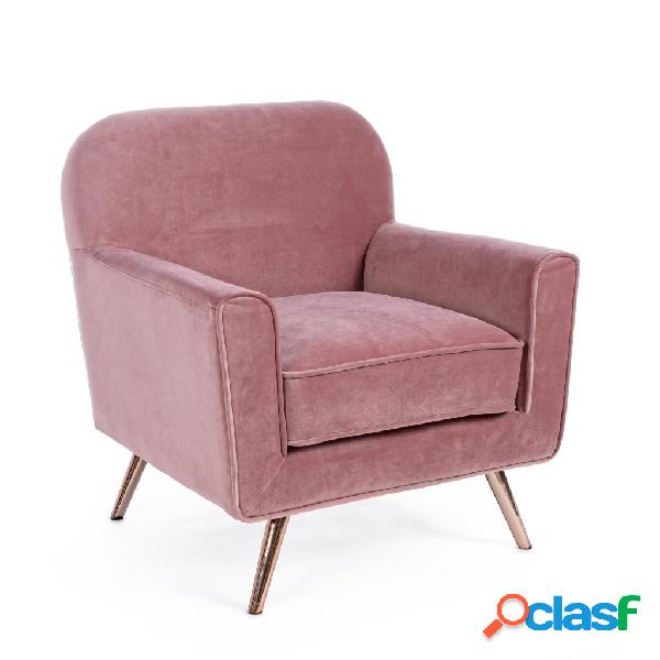 Poltrona in velluto rosa