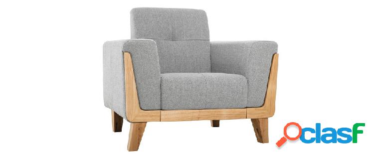 Poltrona scandinava grigio chiaro base legno FJORD