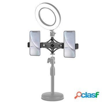 Puluz PU394 Live Broadcast Dual Smartphone Bracket - Black