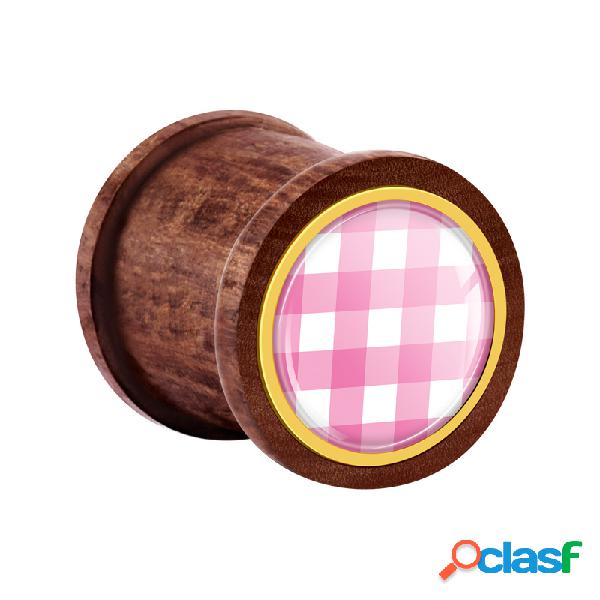 Ribbed Plug (in legno) con checkered pattern Mogano Tunnel &