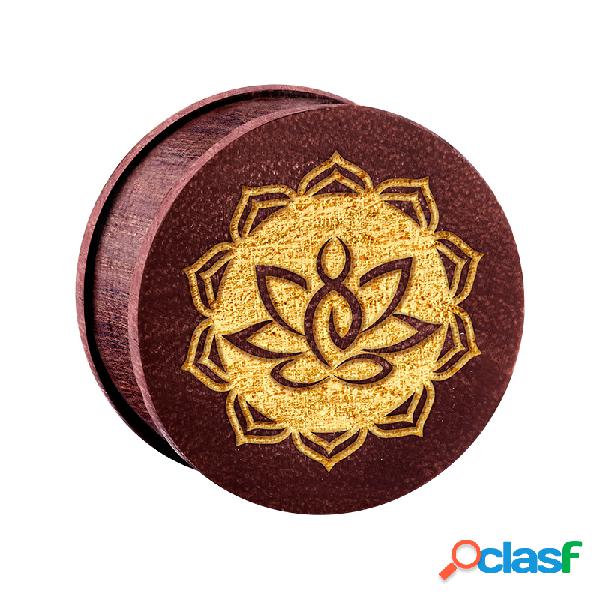 Ribbed Plug (in legno) con laser engraving "golden flower"