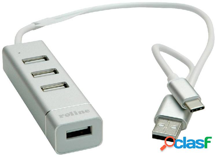 Roline 14.02.5037 4 Porte Hub combinato USB Argento