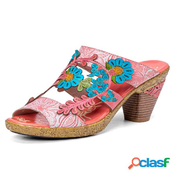 SOCOFY Sandali con tacco scollato e scollato di Bohemian