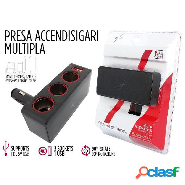 Sdoppiatore presa accendisigari con USB 3 socket + 1 USB -