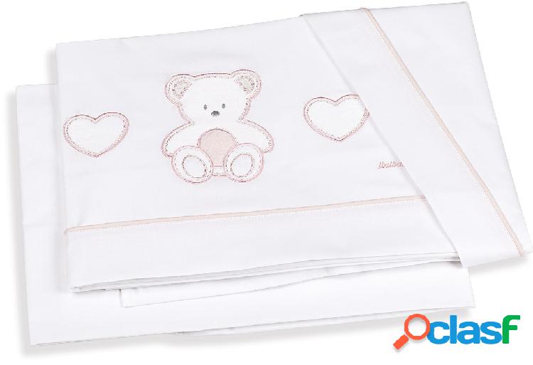 Set Lenzuola Letto 3 Pz.Italbaby Peluche Rosa