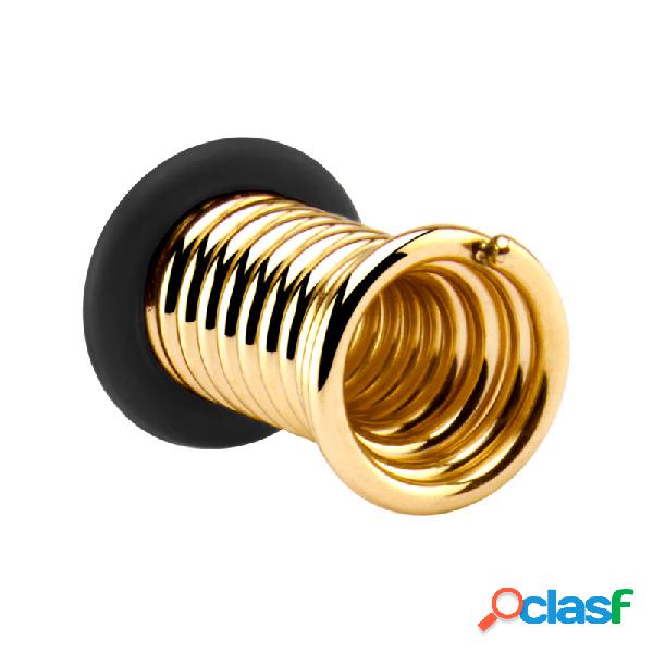 Single flared tunnel (surgical steel, gold) con swirl design