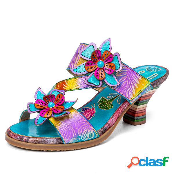 Socofy Vera Pelle Sandali con tacco senza schienale per