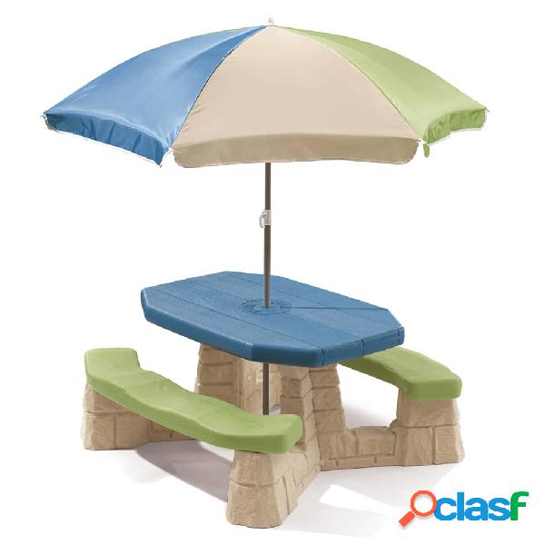 Step2 Tavolo da Picnic con Ombrellone Azzurro Acqua