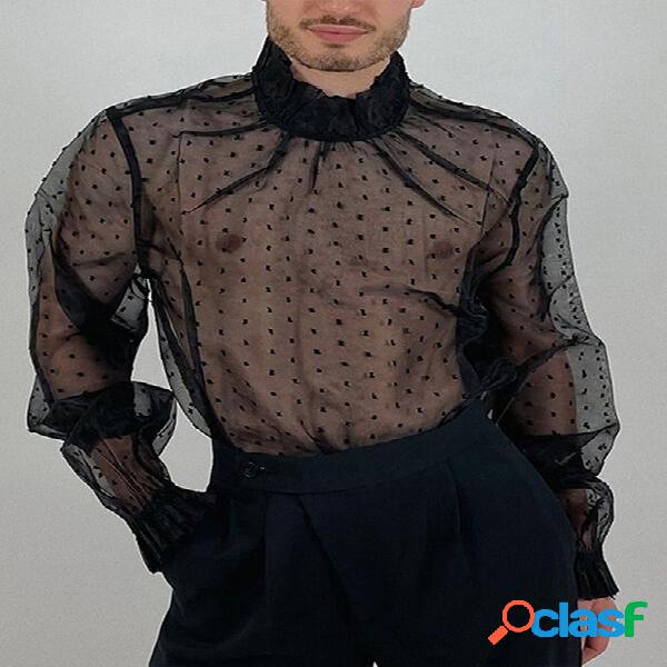 T-shirt da uomo See Through High Collo