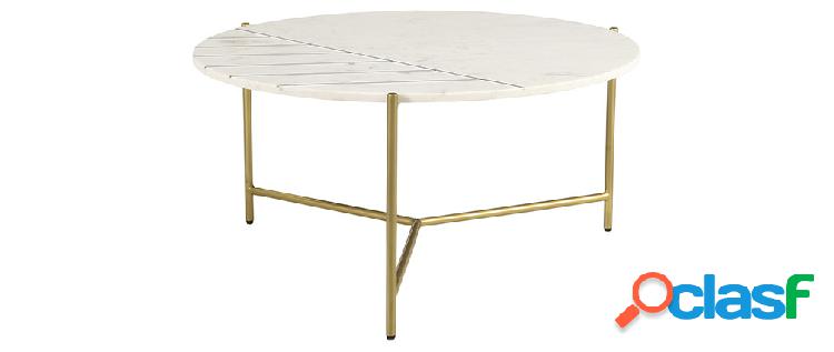 Tavolino rotondo di design in marmo bianco e ottone 90cm