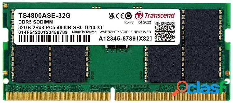 Transcend Modulo memoria Laptop DDR5 32 GB 1 x 32 GB ECC